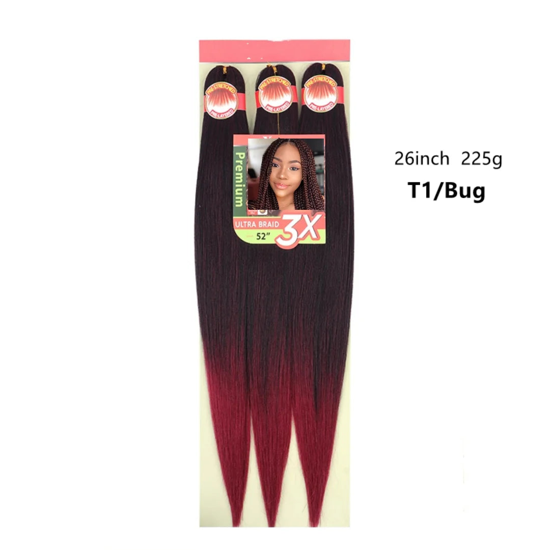 Wholesale 3x Prestretched 26-inch Stretch Braided Hot Water Shaping Ombre Easy Braid Synthetic Wig and Crochet Hair Extensions