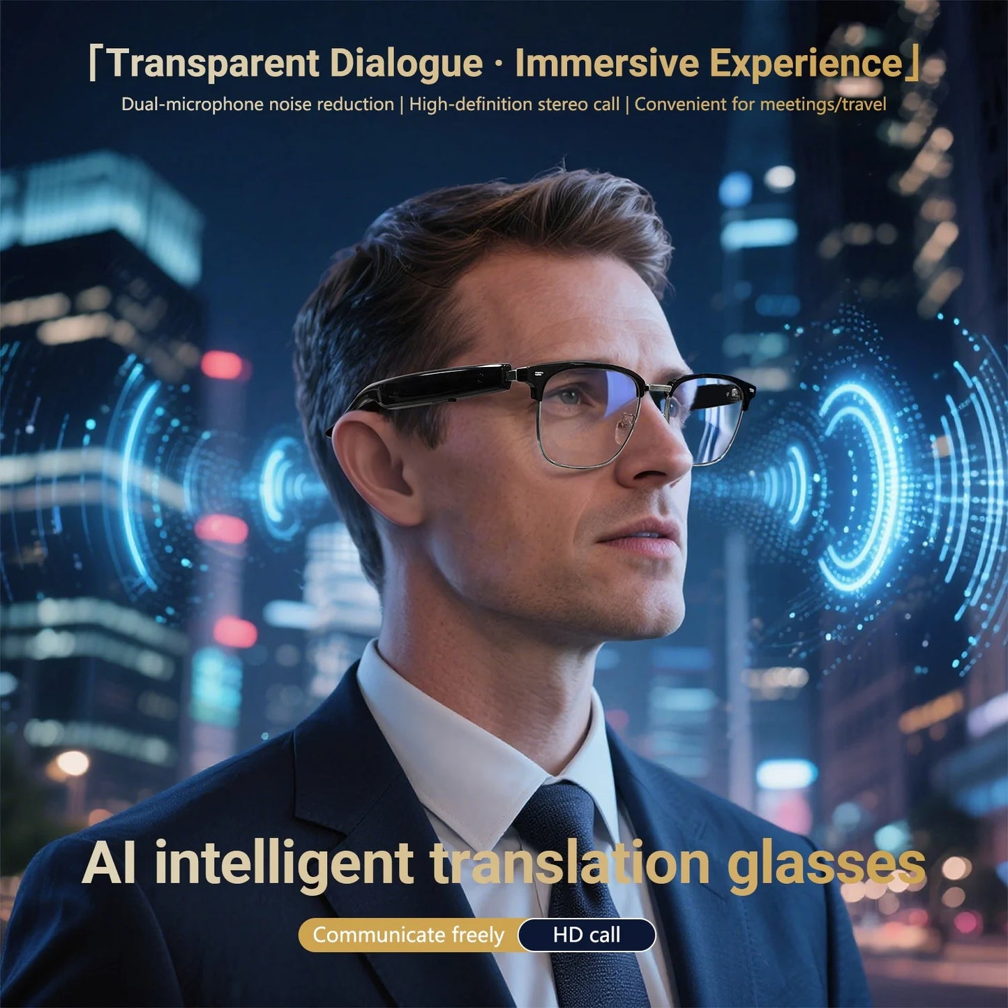 Ai Smart Glasses for Headphones Meta Glasses  Music Play Taking IP54 Waterproof Long Standby F20 Ai Glasses