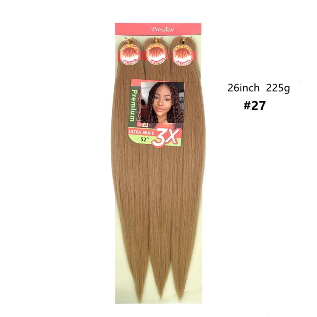 Wholesale 3x Prestretched 26-inch Stretch Braided Hot Water Shaping Ombre Easy Braid Synthetic Wig and Crochet Hair Extensions