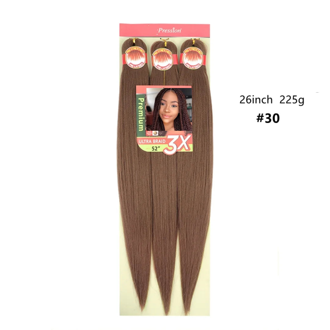 Wholesale 3x Prestretched 26-inch Stretch Braided Hot Water Shaping Ombre Easy Braid Synthetic Wig and Crochet Hair Extensions