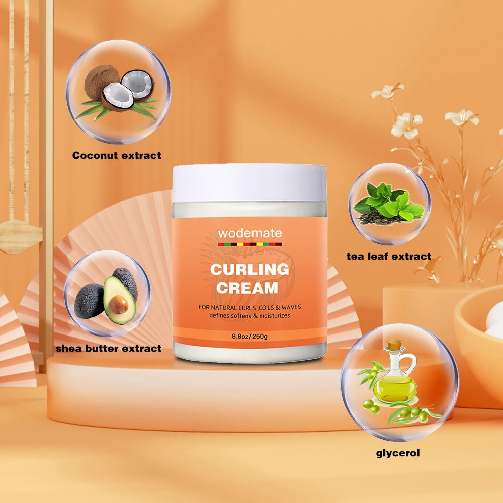 Organic Coconut Curling Cream With Shea Butter-Nourishing&Defining for Natural Curly Hair-Hydrating Curl Enhancer