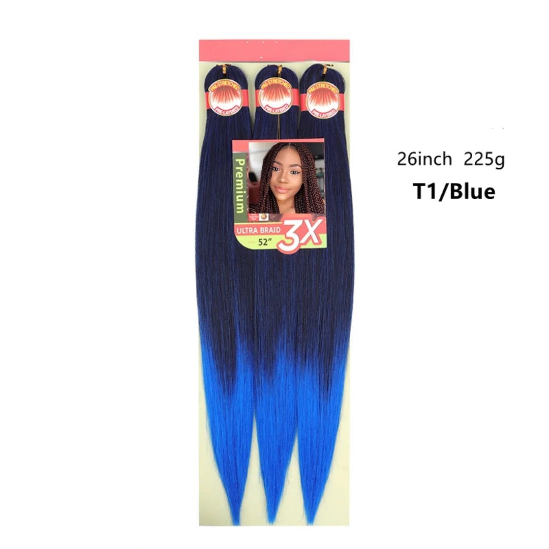 Wholesale 3x Prestretched 26-inch Stretch Braided Hot Water Shaping Ombre Easy Braid Synthetic Wig and Crochet Hair Extensions
