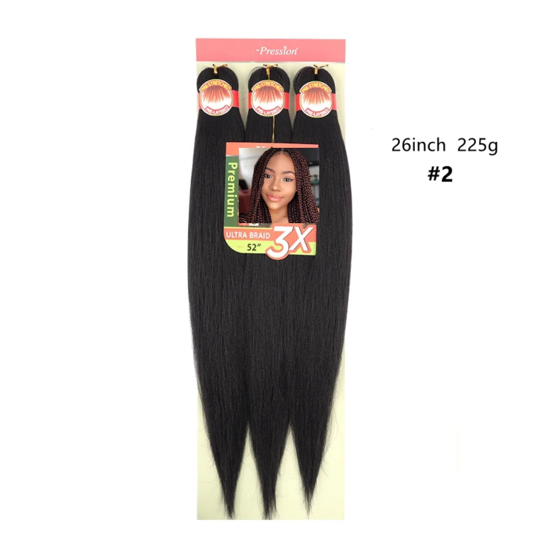 Wholesale 3x Prestretched 26-inch Stretch Braided Hot Water Shaping Ombre Easy Braid Synthetic Wig and Crochet Hair Extensions