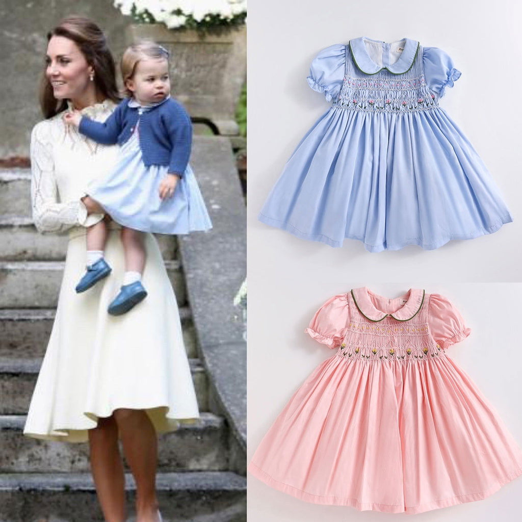 Handmade Cotton Blue And Short-sleeved Dress - CHRISTDEST GLOBAL SERVICE