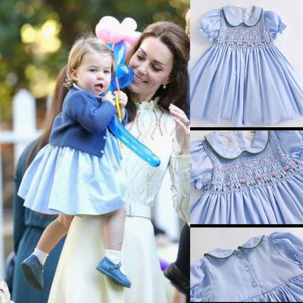 Handmade Cotton Blue And Short-sleeved Dress - CHRISTDEST GLOBAL SERVICE