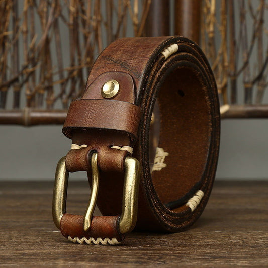 Handmade Retro First Layer Cow Leather Belt - CHRISTDEST GLOBAL SERVICE
