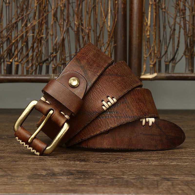Handmade Retro First Layer Cow Leather Belt - CHRISTDEST GLOBAL SERVICE