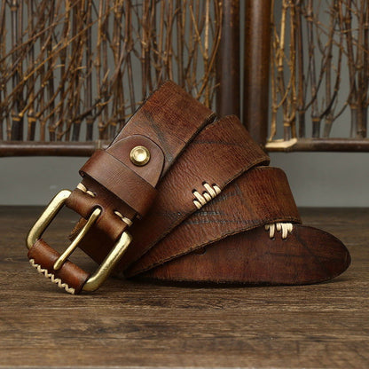 Handmade Retro First Layer Cow Leather Belt - CHRISTDEST GLOBAL SERVICE