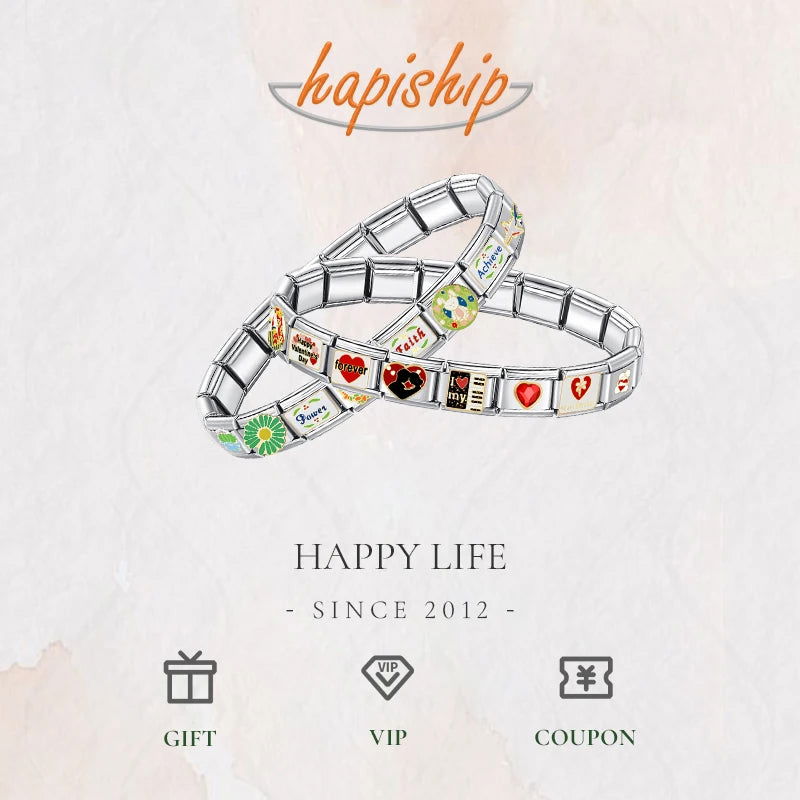 Hapiship New Women's Jewelry 9mm Width Itanlian Elastic Charm Bracelet Fashion Stainless Steel Bangle ST- - CHRISTDEST GLOBAL SERVICE