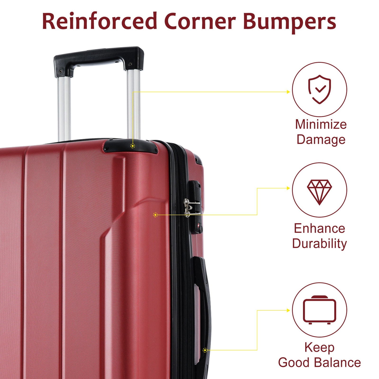 Hardshell Luggage Spinner Suitcase with TSA Lock Lightweight Expandable 24'' (Single Luggage) Red + ABS + 24 Inch - CHRISTDEST GLOBAL SERVICE