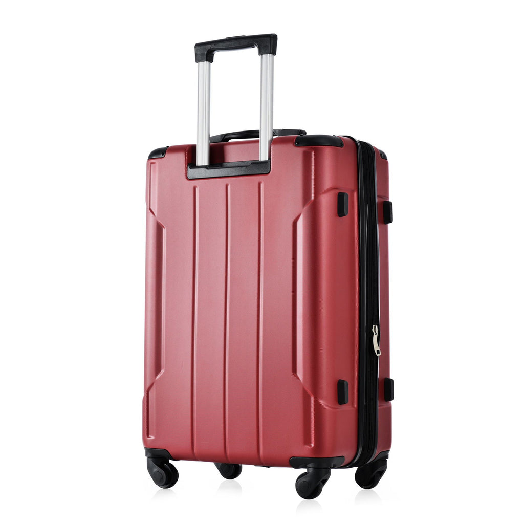 Hardshell Luggage Spinner Suitcase with TSA Lock Lightweight Expandable 24'' (Single Luggage) Red + ABS + 24 Inch - CHRISTDEST GLOBAL SERVICE