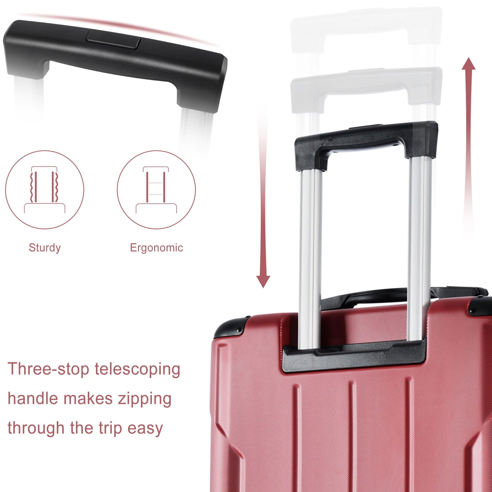 Hardshell Luggage Spinner Suitcase with TSA Lock Lightweight Expandable 24'' (Single Luggage) Red + ABS + 24 Inch - CHRISTDEST GLOBAL SERVICE