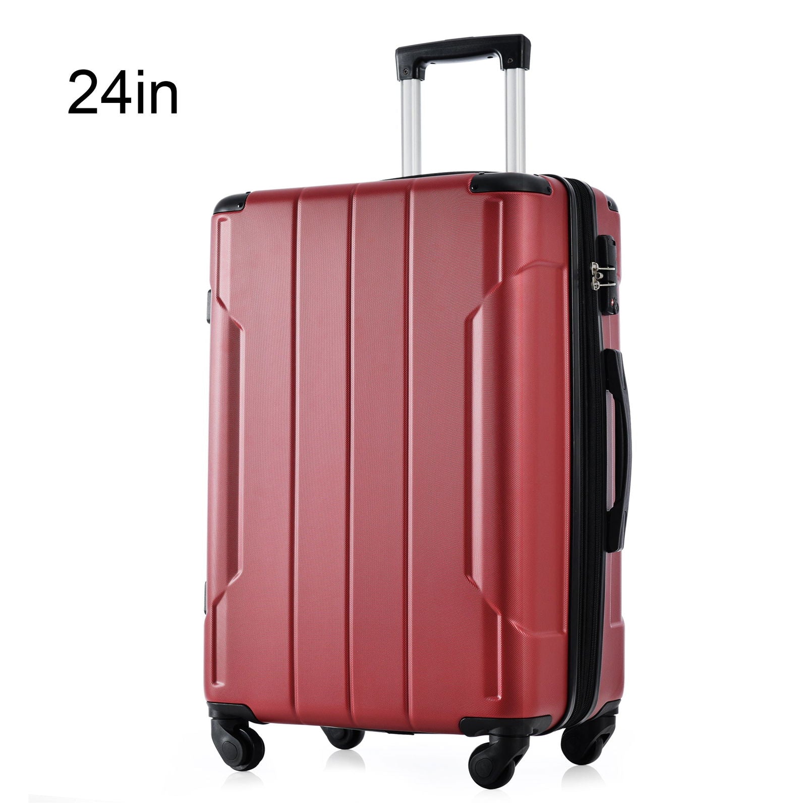 Hardshell Luggage Spinner Suitcase with TSA Lock Lightweight Expandable 24'' (Single Luggage) Red + ABS + 24 Inch - CHRISTDEST GLOBAL SERVICE