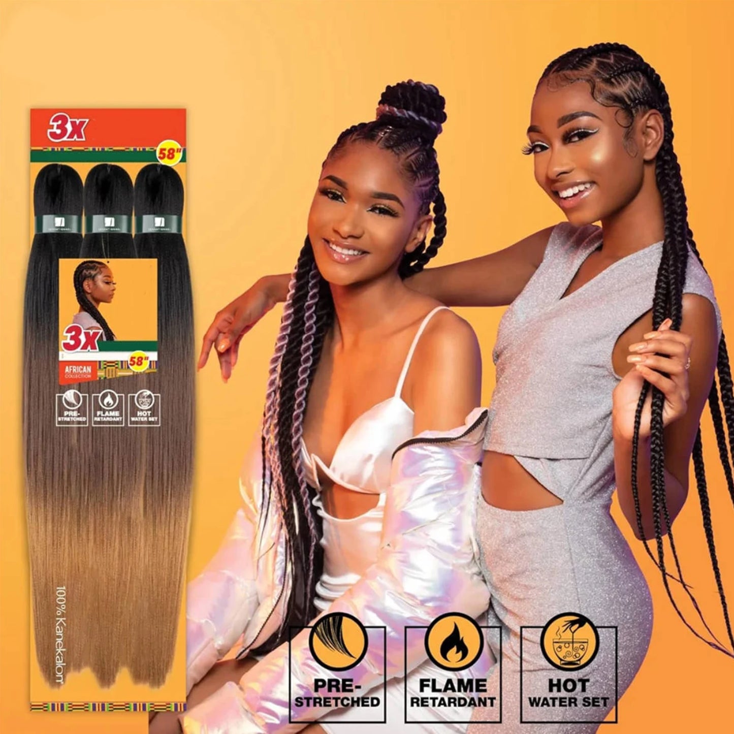 Wholesale 3x Prestretched 26-inch Stretch Braided Hot Water Shaping Ombre Easy Braid Synthetic Wig and Crochet Hair Extensions