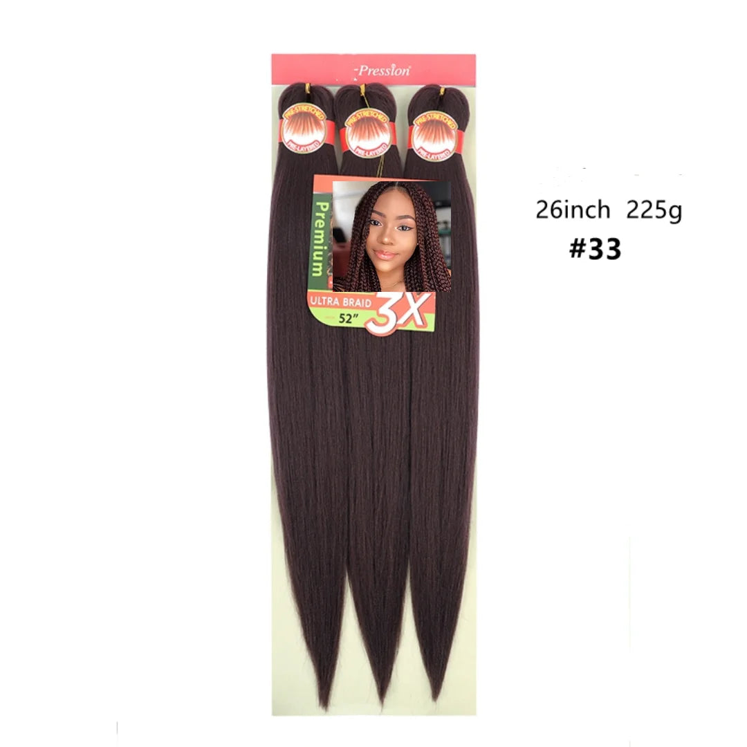 Wholesale 3x Prestretched 26-inch Stretch Braided Hot Water Shaping Ombre Easy Braid Synthetic Wig and Crochet Hair Extensions