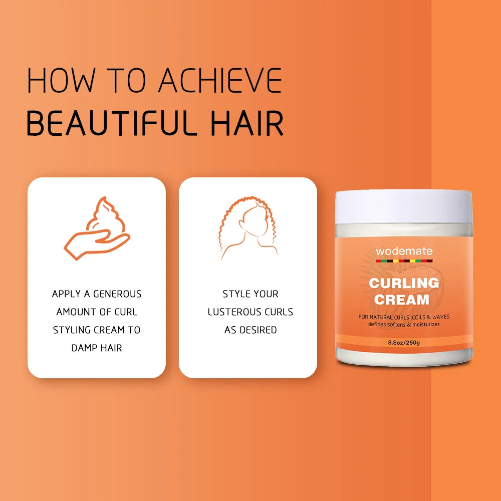 Organic Coconut Curling Cream With Shea Butter-Nourishing&Defining for Natural Curly Hair-Hydrating Curl Enhancer