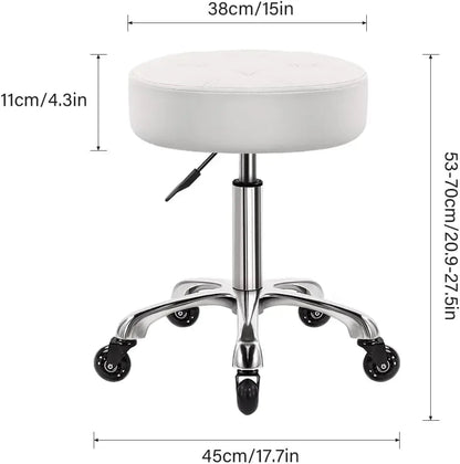 Heavy Duty Rolling Stool with Wheels Hydraulic Swivel Adjustable Rolling Stool Ergonomic Thick Leather Round Seat Stool Chair - CHRISTDEST GLOBAL SERVICE