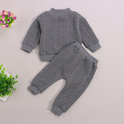 Infant Baby Girls Boys 2Pcs Fall Outfits, Long Sleeve Mock Neck Rainbow Knit Tops + Elastic Waist Pants Set 0-3Y - CHRISTDEST GLOBAL SERVICE