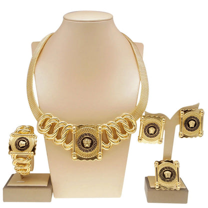 Jewelry Set For Women Italian Gold Plated Face Pendant Party Fashion Jewelry Women Gift Designer Style - CHRISTDEST GLOBAL SERVICE