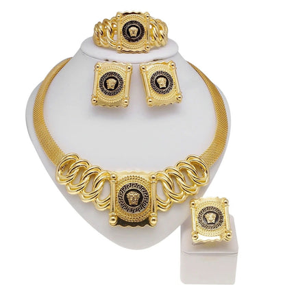 Jewelry Set For Women Italian Gold Plated Face Pendant Party Fashion Jewelry Women Gift Designer Style - CHRISTDEST GLOBAL SERVICE