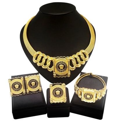 Jewelry Set For Women Italian Gold Plated Face Pendant Party Fashion Jewelry Women Gift Designer Style - CHRISTDEST GLOBAL SERVICE