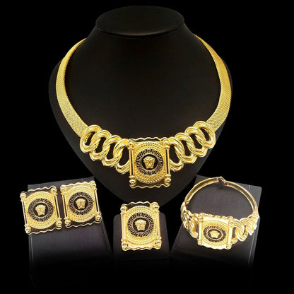 Jewelry Set For Women Italian Gold Plated Face Pendant Party Fashion Jewelry Women Gift Designer Style - CHRISTDEST GLOBAL SERVICE