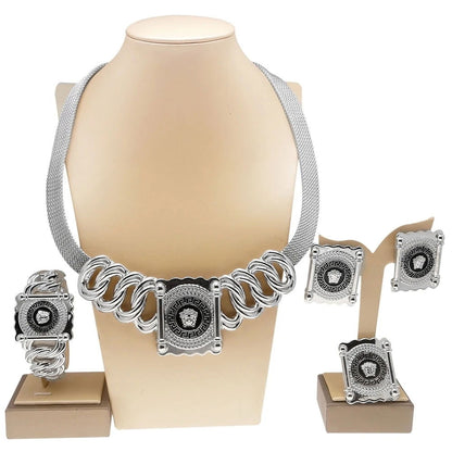 Jewelry Set For Women Italian Gold Plated Face Pendant Party Fashion Jewelry Women Gift Designer Style - CHRISTDEST GLOBAL SERVICE