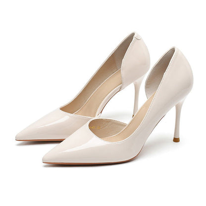 Korean Style Fairy Style Patent Leather High Heels Solid Color Pointed Toe - CHRISTDEST GLOBAL SERVICE