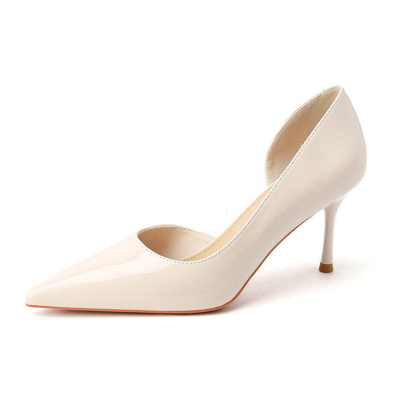 Korean Style Fairy Style Patent Leather High Heels Solid Color Pointed Toe - CHRISTDEST GLOBAL SERVICE