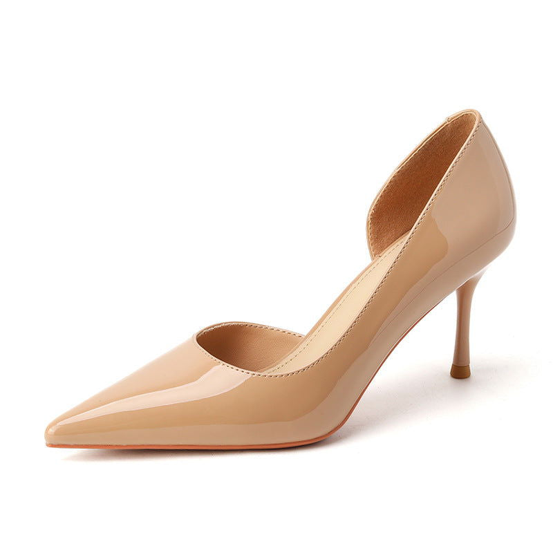 Korean Style Fairy Style Patent Leather High Heels Solid Color Pointed Toe - CHRISTDEST GLOBAL SERVICE