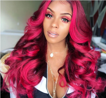 Ladies Wavy Long Curly Hair Lexin Rose Net Wig Set - CHRISTDEST GLOBAL SERVICE