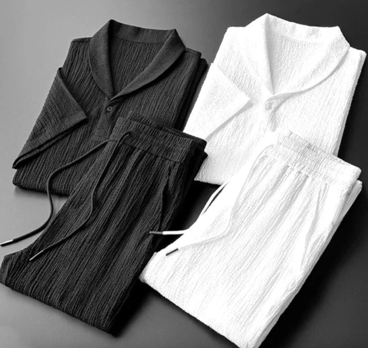 Leisure Suit Summer Loose Short Sleeve Top And Drawstring Trousers Fashion Mens Clothing - CHRISTDEST GLOBAL SERVICE