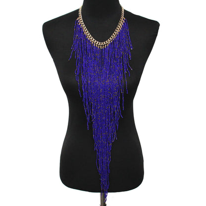 Long rice bead tassel necklace - CHRISTDEST GLOBAL SERVICE