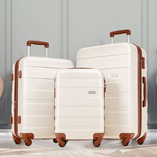 Luggage Sets 4 Piece  ivory and brown - CHRISTDEST GLOBAL SERVICE