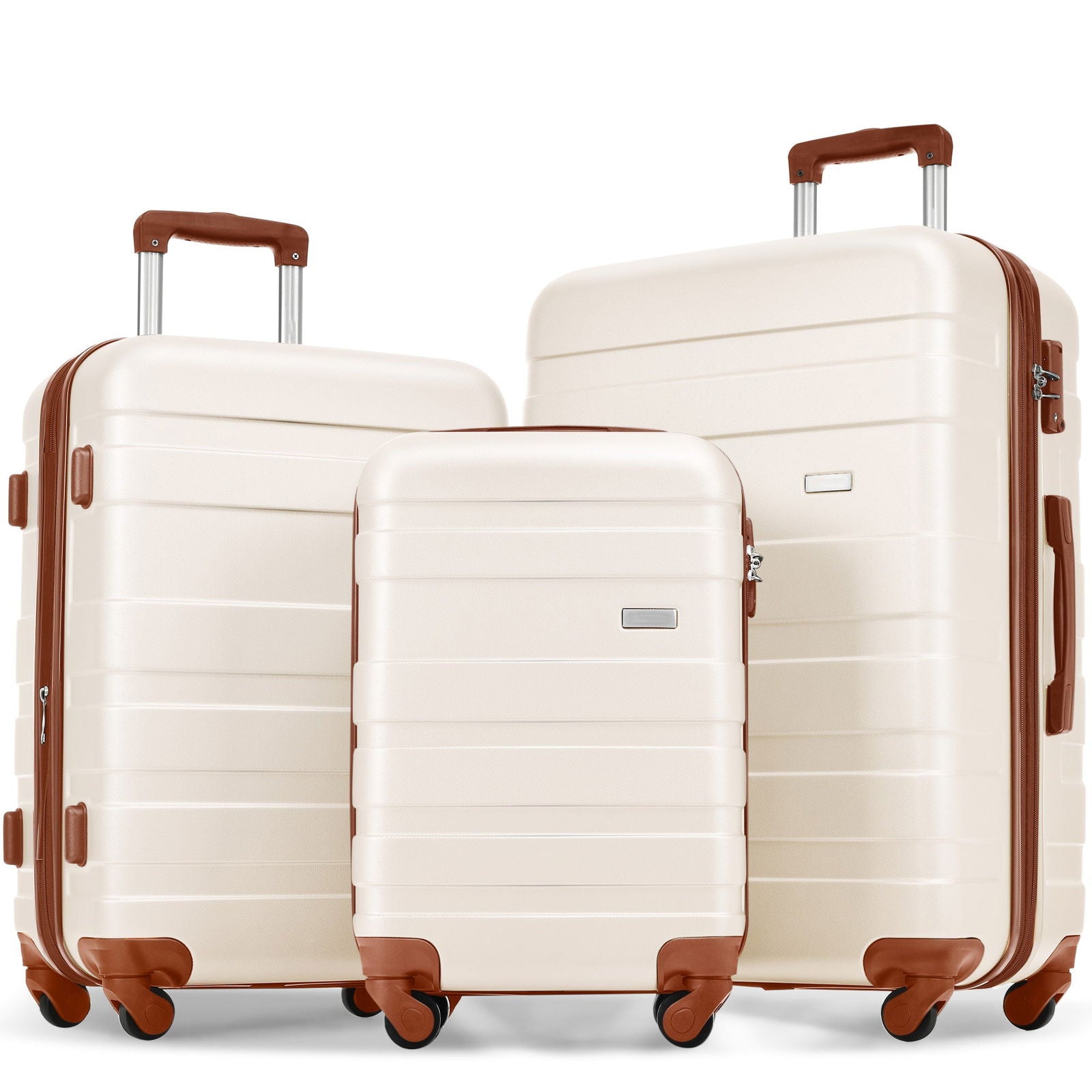 Luggage Sets 4 Piece  ivory and brown - CHRISTDEST GLOBAL SERVICE