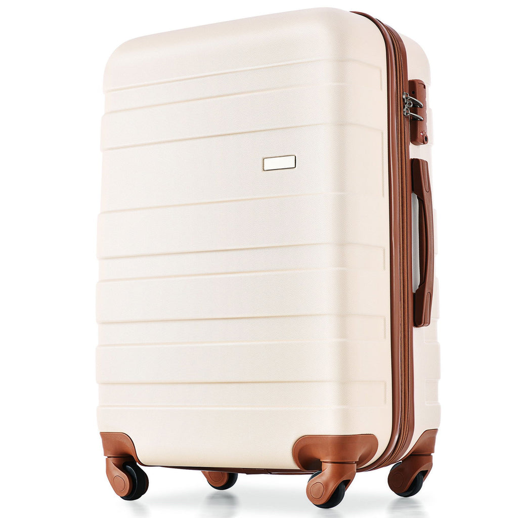 Luggage Sets 4 Piece  ivory and brown - CHRISTDEST GLOBAL SERVICE