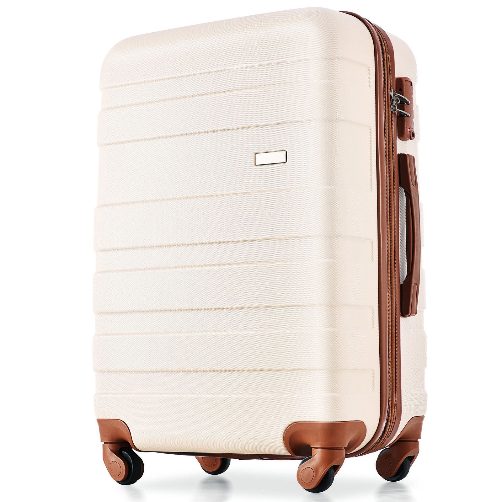 Luggage Sets 4 Piece  ivory and brown - CHRISTDEST GLOBAL SERVICE