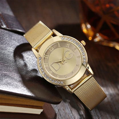 Luxury Brand Women's watches With Diamonds Simple Digital Design Ladies' Quartz Watch Casual Gold Mesh Belt Women Clock Strap - CHRISTDEST GLOBAL SERVICE
