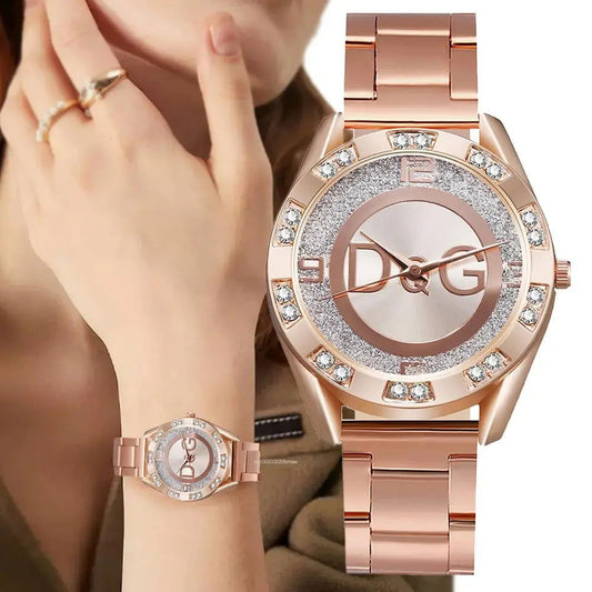 Luxury New Brand Women Watch Fashion with Diamonds Crystal Design Quartz Watches Leisure Rose Gold Stainless Steel Strap Clock - CHRISTDEST GLOBAL SERVICE