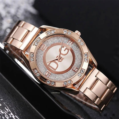 Luxury New Brand Women Watch Fashion with Diamonds Crystal Design Quartz Watches Leisure Rose Gold Stainless Steel Strap Clock - CHRISTDEST GLOBAL SERVICE