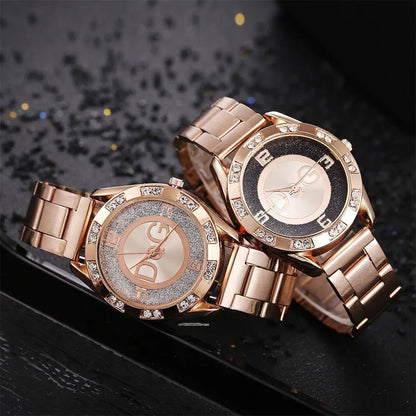Luxury New Brand Women Watch Fashion with Diamonds Crystal Design Quartz Watches Leisure Rose Gold Stainless Steel Strap Clock - CHRISTDEST GLOBAL SERVICE