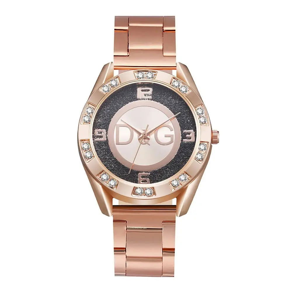 Luxury New Brand Women Watch Fashion with Diamonds Crystal Design Quartz Watches Leisure Rose Gold Stainless Steel Strap Clock - CHRISTDEST GLOBAL SERVICE