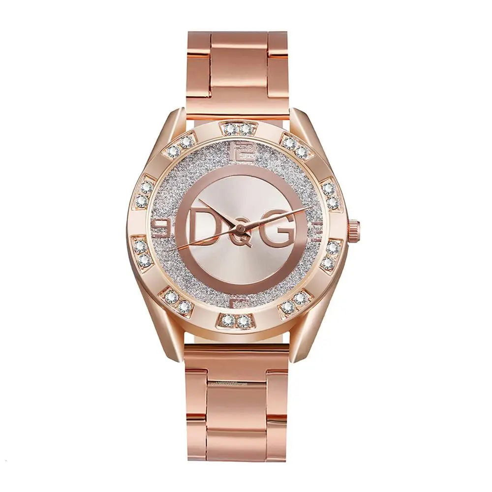 Luxury New Brand Women Watch Fashion with Diamonds Crystal Design Quartz Watches Leisure Rose Gold Stainless Steel Strap Clock - CHRISTDEST GLOBAL SERVICE