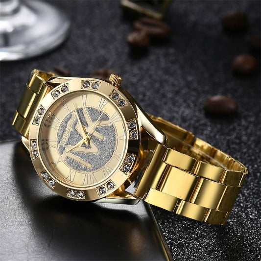 Luxury Women's Watch Fashion 2024 Diamonds TVK Quartz Watch Business Stainless Steel Gold Ladies Clock Gift Wristwatch - CHRISTDEST GLOBAL SERVICE