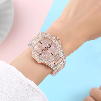 Man's Watch Luxury Full Star Diamonds Calendar Quartz Watches Fashion Rose Gold Stainless Steel Male Hip Hop Large Dial Clock - CHRISTDEST GLOBAL SERVICE