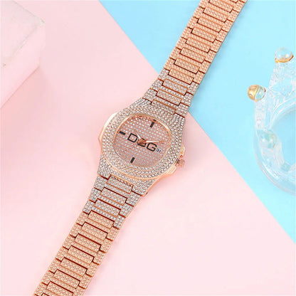 Man's Watch Luxury Full Star Diamonds Calendar Quartz Watches Fashion Rose Gold Stainless Steel Male Hip Hop Large Dial Clock - CHRISTDEST GLOBAL SERVICE