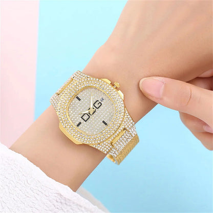Man's Watch Luxury Full Star Diamonds Calendar Quartz Watches Fashion Rose Gold Stainless Steel Male Hip Hop Large Dial Clock - CHRISTDEST GLOBAL SERVICE