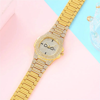 Man's Watch Luxury Full Star Diamonds Calendar Quartz Watches Fashion Rose Gold Stainless Steel Male Hip Hop Large Dial Clock - CHRISTDEST GLOBAL SERVICE