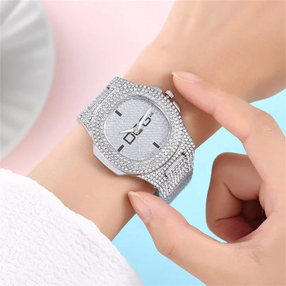 Man's Watch Luxury Full Star Diamonds Calendar Quartz Watches Fashion Rose Gold Stainless Steel Male Hip Hop Large Dial Clock - CHRISTDEST GLOBAL SERVICE