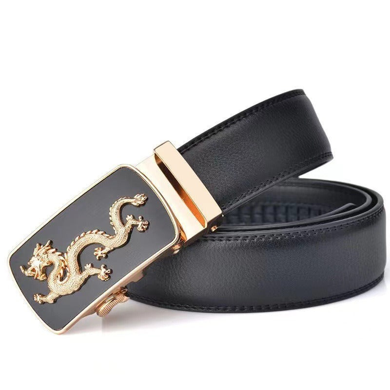 Men Automatic Buckle Belts New Fashion Brand Designer Dragon Leather Belts for Business Men Luxury Black Strap Waistband - CHRISTDEST GLOBAL SERVICE